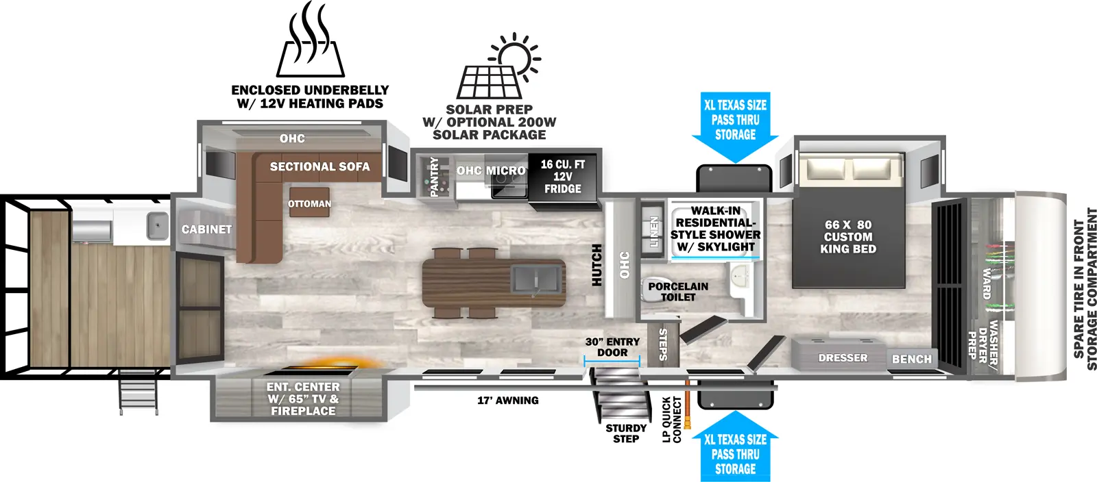 Hemisphere Fifth Wheels 38VERANDA Floorplan